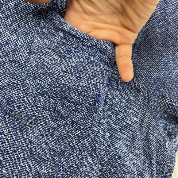 Tenth + Ocean Linen Button Down Shirt Men’s Sz M Blue Collared Casual Denim Read - Picture 7 of 16